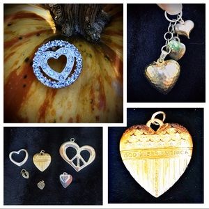 Vintage Bundle Heart Pendents & Charms